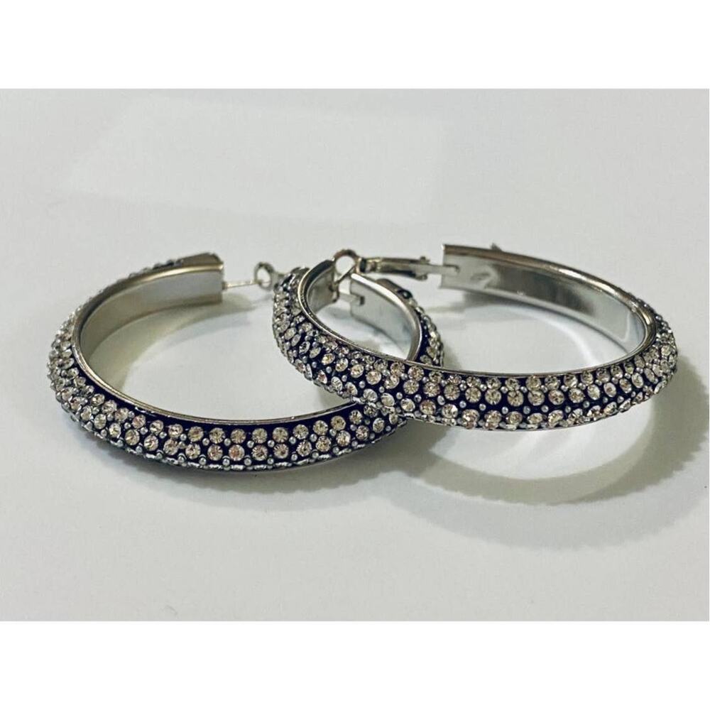 Rhinestone 2" Hoop Earrings NEW